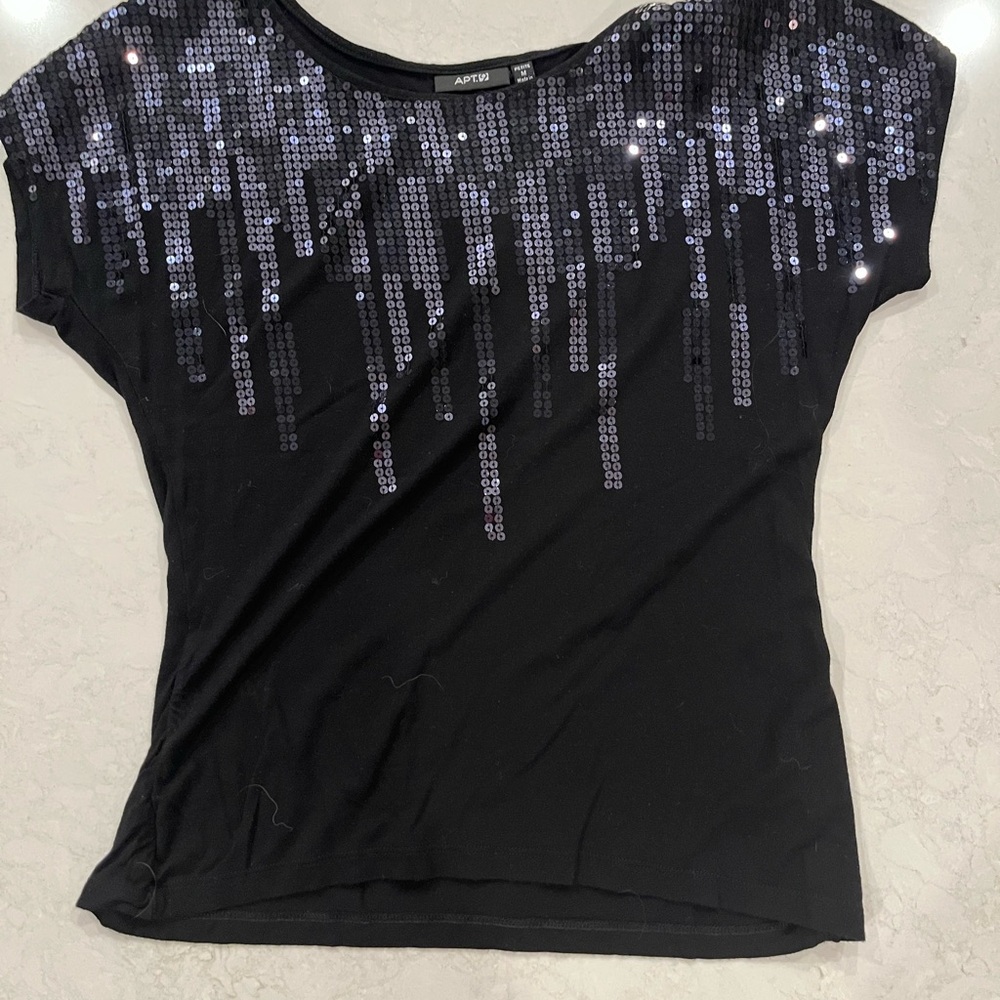 Apt. 9 Black Sequin Women's Top
